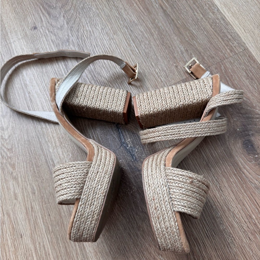 House of Harlow 1960 Natural Woven Platform Sandal with Ankle Strap - Picture 2 of 5